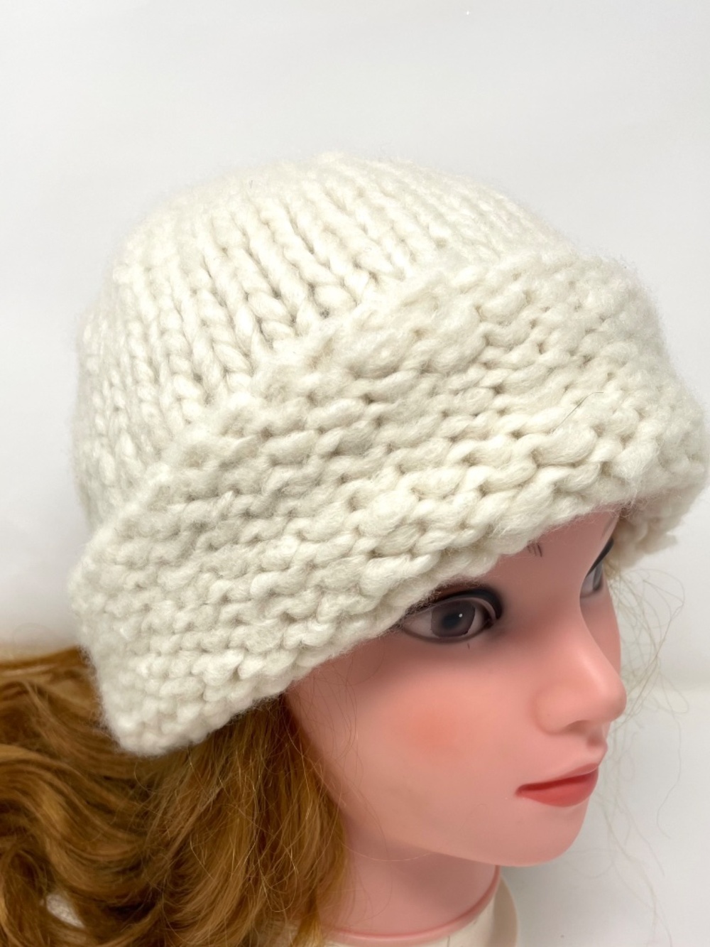 Hat, Cashmere Women Hat, White Beanie, Warm Beret ,Hand Knit Hat NEW